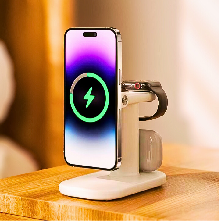 Estación de Carga Inalámbrica Magnética Super Rápida 3 en 1, Para Iphone 16/15/14/13 Pro, Watch Series y Airpods
